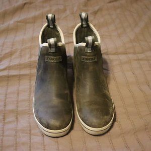 Xtratuf Leather Deck Boot - Olive Green/Brown - Lightly Distressed - Size 7.5